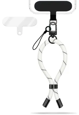 Produktbild von Wristy Edition - Lanyard Universal Handykette - Handgelenk-Schlaufe mit Metall-Karabiner -  Mono Weiß
