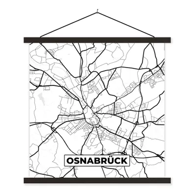 Produktbild von MuchoWow® Textilposter Karte - Osnabrück - Karte - Stadtplan 90x90 cm mit schwarzem Rahmen - Magnetisches