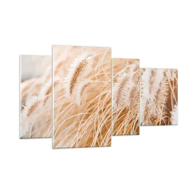 Produktbild von Bilder auf glas - 4 Teile - Gras Boho Licht - 120x70cm - Glasbilder - Wandbilder - Bilder - zum Aufhängen bereit - Wanddekoration aus Glas - Glas Bilder - Wandbild auf Glas - GDL120x70-4903