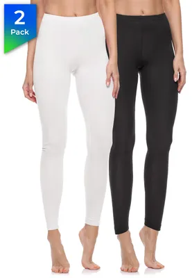 Produktbild von Merry Style Damen Lange Leggings aus Baumwolle 2 Pack MS10-198 (Schwarz/Weiß, M)