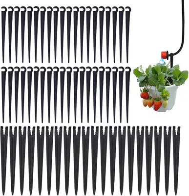 Produktbild von Pack von 60 Bewässerungsschlauchhaltern 5 mm, Schwarz, für Garten, Gemüse, Blumen, für Mikro Tropfsysteme