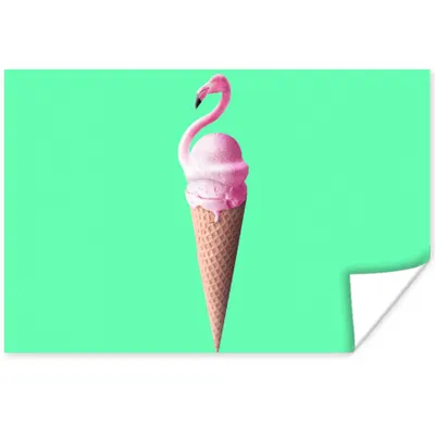 Produktbild von MuchoWow® Poster Eistüten - Eiscreme - Flamingo - Rosa - Grün 180x120 cm - Fotoplakat