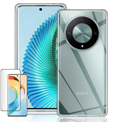 Immagine prodotto di Per Honor Magic 6 Lite Custodia in silicone TPU trasparente + pellicola protettiva in vetro curvo H9 Custodia protettiva per cellulare