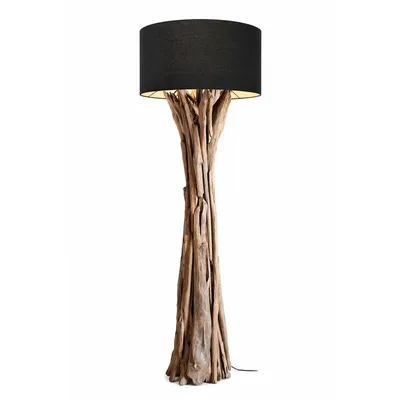 Produktbild von Treibholz Stehlampe Quinton Lampenschirm Schwarz / 195 cm