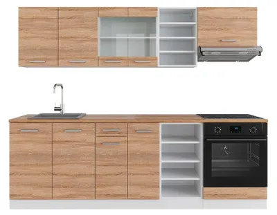 Produktbild von Küchenzeile Vicco R-Line Sonoma/Weiß 240 cm , AP Eiche, Model 42763