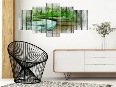 Produktbild von Akustikbild Natur Landschaft 200x100 cm 5-teilige Bilder Akustikschaum Hochleistungsschallabsorber Schallschutz Leinwand 5 tlg Wandbild Raumakustik Schalldämmung c-C-0054-b-n