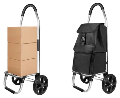 Image de Chariot de courses, sac amovible, design compact, chariot