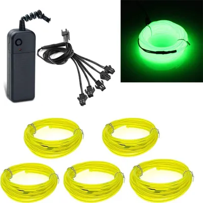 Produktbild von 5*1m EL Kabel Neon Lichtschnur Leuchtschnur LED Licht Glühen Leuchtdraht Halloween Leuchtendes Grün