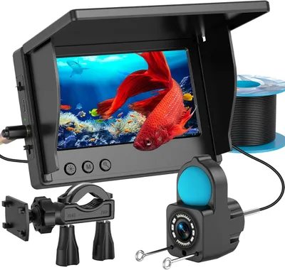 Produktbild von Fischfinder Echolot Angeln 1080 HD, 4.3” LCD Unterwasserkamera 15M, Tragbarer Fischfinder IP68-Kabel Wasserdichtem, 6 IR-Nachtsichtlichtern
