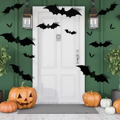 Produktbild von Halloween-3D-Vogelmaus-Set, 120-teilig, PVC, 4 Größen, schwarz, DIY, Raumdekoration