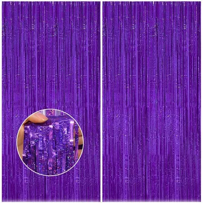 Produktbild von Lametta-Vorhang - Glitzernde Hintergrund-Dekoration - Für Veranstaltungen - 2 Stück, Lila