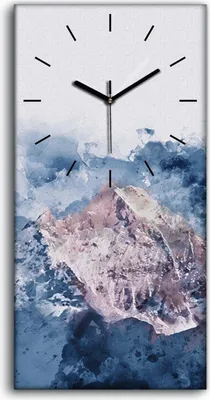 Produktbild von Küchenuhr Bürouhr Leinwand Uhr Geräuschlos Kunstdruck 30x60 Aquarell Kunst Berge - schwarze Hände