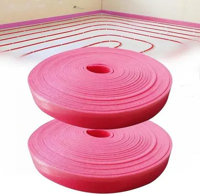 Productafbeelding van 2 stuks, 25 m, randstrips voor vloerverwarming, 50 x 5 mm EPE-randisolatiestroken, zelfklevend, vloerverwarmingsgrens, isolatiestrook voor professionele ambachtslieden en