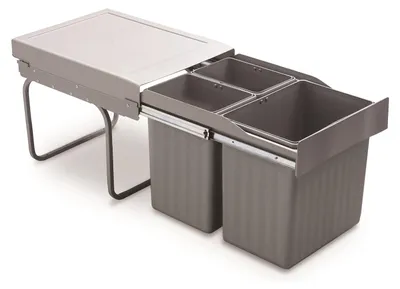 Produktbild von Victory Einbau-Abfallsammler Trio Master 40DT Alugrau 31 Liter Vollauszug
