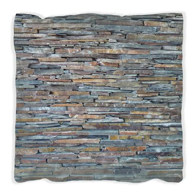 Produktbild von Wallario Premium Kissen, weiche Oberfläche, mit Motiv Natursteinmauer in grau braun, Größe: 40 x 40 cm, mit weißer Rückseite