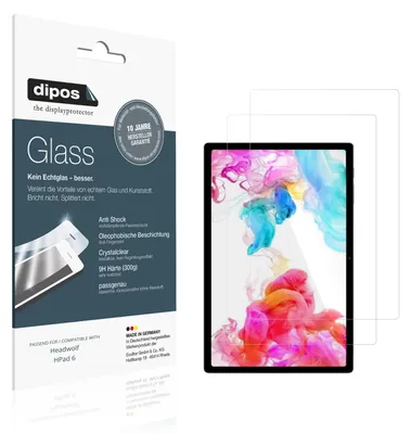 Produktbild von 2x Schutzfolie für Headwolf HPad 6 - Anti-Shock 9H Folie dipos Glass Kunststoffglas