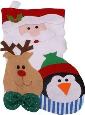 Image de Bas de Noël Père Noël avec renne 1 pc.