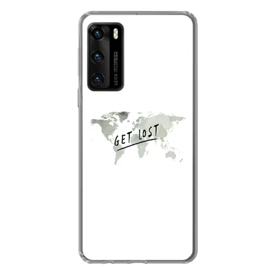 Produktbild von MuchoWow® Handyhülle Schutzhülle Hülle für Huawei P40 Weltkarte - Grau - Zitat Silikon Softcase Handy Hülle - Handytasche