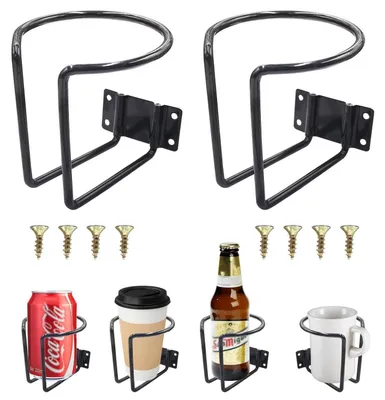 Image de Porte-gobelets en acier inoxydable, lot de 2, noir, universel, pour voiture, bateau, yacht, camion, camping-car