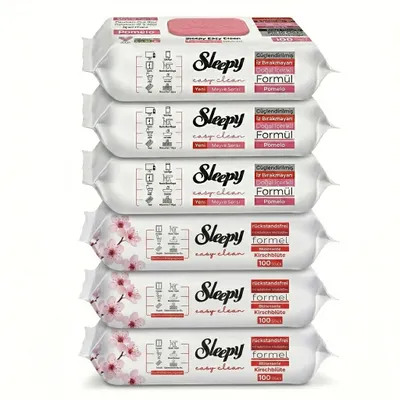 Obrázek produktu pro Čisticí ubrousky Sleepy Easy Clean – 3x100 třešeň + 3x100 pomelo | Úklid kanceláří