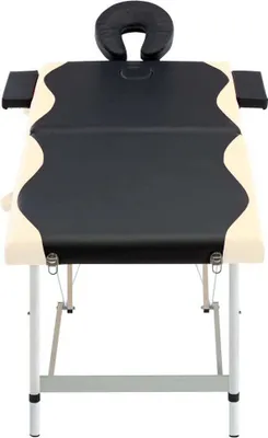 Immagine prodotto di Lettino Massaggio Pieghevole 2 Zone in Alluminio Nero e Beige