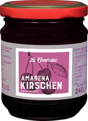 Produktbild von La Comtesse Amarena Kirschen zum Belegen in Sauerkirschsaft 240g