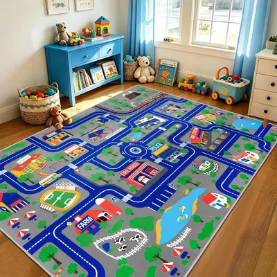 Productafbeelding van Speeltapijt kindertapijt speelmat - 200 x 300 cm - Stadskaart - Antislip