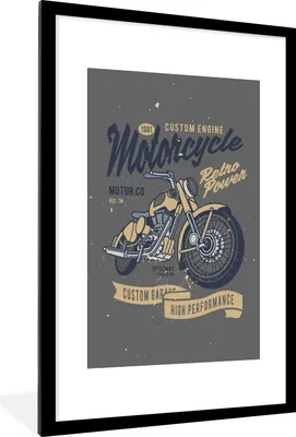 Produktbild von MuchoWow® MuchoWow® Gerahmtes Poster Mancave - Motor - Retro - Illustration 60x90 cm - Poster mit zchwarzem Bilderrahmen - Dekoration - Wandposter Wohnzimmer - Hochwertig