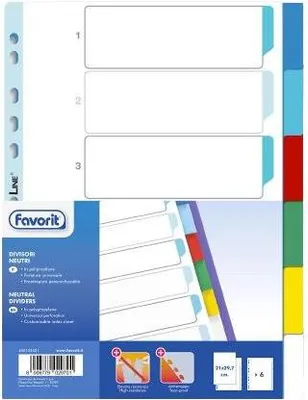 Obrázok produktu pre Favorit 400132501, Karta s prázdnym zoznamom, Polypropylén (PP), Viacfarebný, Portrét, A4, 225 mm
