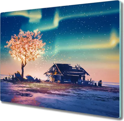 Produktbild von Coloray Herdabdeckplatte 60x52 cm Schneidebrett Kochplattenabdeckung Küchenbrett Hackbrett - Baum Nachthimmel