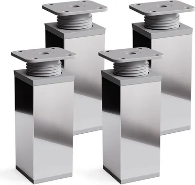 Produktbild von 4er Set sossai® moderne Möbelfüße in Chrom 60mm höhenverstellbar Schrankfüße Sockelfüße