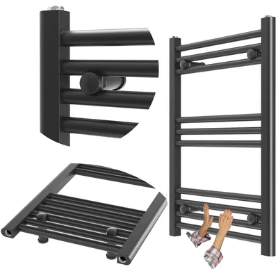 Obrázek produktu pro Granitan – koupelnové radiátory – sušák na ručníky – 50 × 70 cm – černý – ohřívač ručníků – BRENO