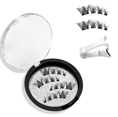 Image de Ensemble de faux cils magnétiques réutilisables avec applicateur, aspect naturel, faciles à appliquer, 1 paire