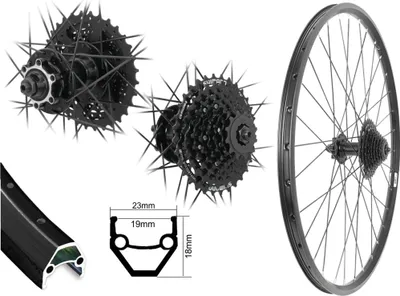 Produktbild von Aggro-X 26 Zoll Hinterrad Hohlkammer Laufrad Schwarz Disc + 8-Fach Shimano Kassette