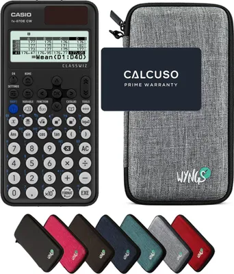 Produktbild von Casio fx-87DE CW ClassWiz inkl. WYNGS Schutztasche Hellgrau - Wissenschaftlicher Taschenrechner - Basic Set
