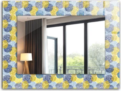 Produktbild von Dekorativer Wandspiegel - Bedruckter Spiegel - Motiv - 80x60 cm - Buntes Blumenmuster