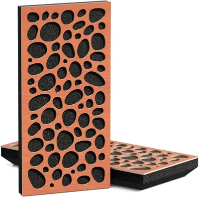 Produktbild von 4er-Pack–Schmaler schallabsorbierender Akustik K3 -Diffusionspanel | 50x25cm | Reflexion |Dicke–Farbe: [33mm | Kirschbaum]
