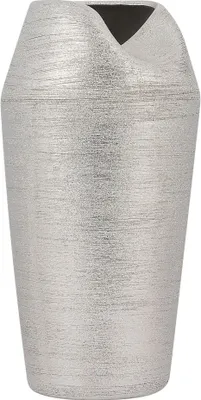 Zdjęcie produktu dla BELIANI Wazon dekoracyjny srebrny kamionkowy 33 cm stołowy na kwiaty dekoracja styl nowoczesny glamour