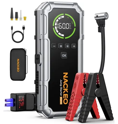 Image de Batterie externe de démarrage avec compresseur 8000A, 20000 mAh, 160 PSI, couleur argent