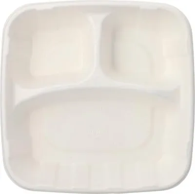 Produktbild von 25 Teller Zuckerrohr "pure" 3-geteilt 5 cm x 22,8 cm x 22,8 cm