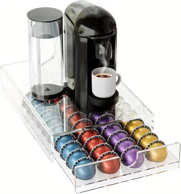 Immagine prodotto di Contenitore salvaspazio per capsule di caffè, con 40 scomparti e un cassetto trasparente per il dosaggio, ideale per la cucina