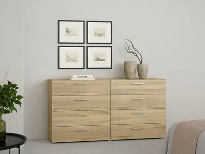 Image de Phethai - Buffet, 140x40x82h cm Chêne Marron, 8 Tiroirs