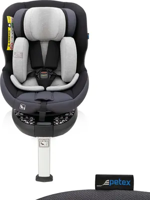 Produktbild von Auto-Kindersitz 360° drehbar mit ISOFIX & Stützfuß, i-Size Norm nach ECE R129 für Kinder von ca. 40-135 cm, mitwachsender Kinderautositz, grau |King von PETEX