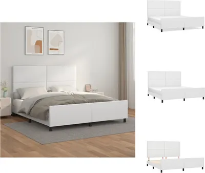 Obrázek produktu pro vidaXL Rám postele s čelem bílý 180x200 cm Imitace kůže - Postele a rámy postelí
