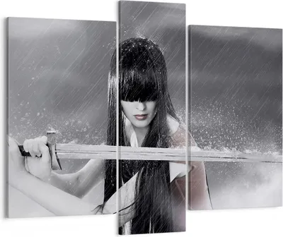 Produktbild von Bild auf Leinwand - Leinwandbild - Frau Aggression Schwert - 95x80cm - Wand Bild - Wanddeko - Leinwanddruck - Bilder - Kunstdruck - Wanddekoration - Leinwand bilder - Wandkunst - CB95x80-2261