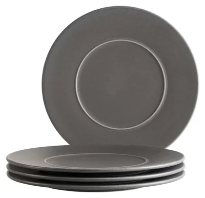 Bordenset für 4 Personen, Keramik-Dinnerbretter, Steinzeug, Anthrazit