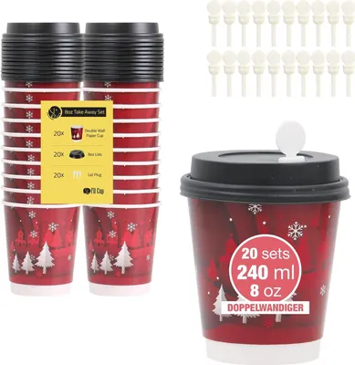 Produktbild von filcup Kaffeebecher 240 ml 20er Set Flocke Auslaufsicher Doppelwandig