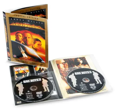 Produktbild von Djois, 10280 – 50er Set Doppelte DVD Hüllen mit Schutzvlies, Platz für 2 DVDs, Cover & Booklet, bis zu 70% Platzersparnis, Transparente Aufbewahrungslösung für Sammler