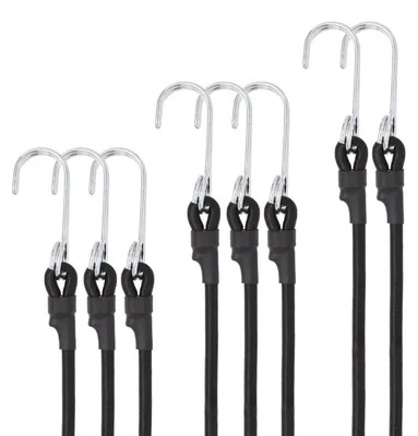 Produktbild von Spanngummi mit Haken 8er Set 60cm Schwarz Gummispanner Expanderseil 8mm