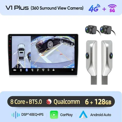 Immagine prodotto di Lettore multimediale Android con schermo touchscreen da 9 pollici – CarPlay e Android Auto wireless